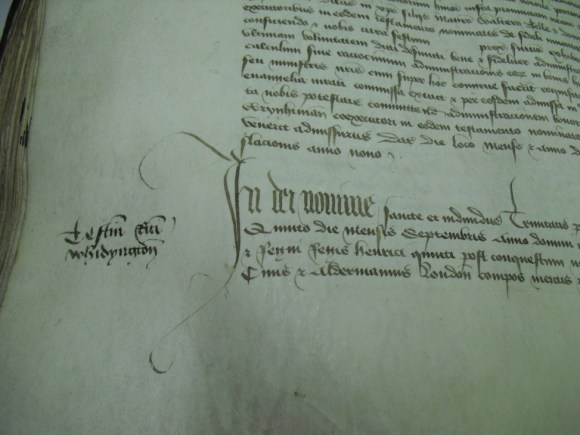 Start of Whittington’s entry in the register