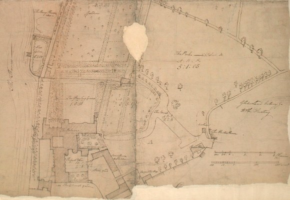 Plan of the Palace and grounds adjacent in 1783, surveyed before alterations were made by Archbishop Moore following the death of his predecessor Archbishop Cornwallis.