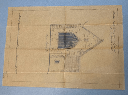 A tracing paper plan of Milton next Sittingbourne chancel after surface cleaning and flattening