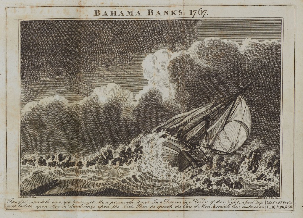 Engraving of the shipwreck of the 'Nancy' on Bahama Banks.