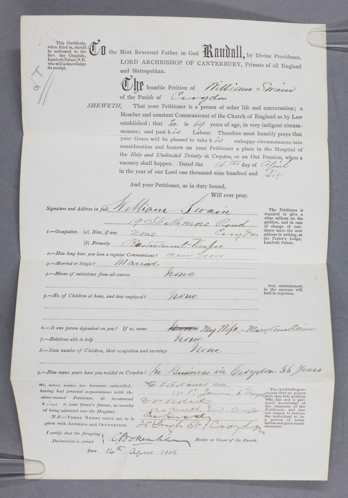 A petition to the Archbishop of Canterbury with handwritten answers