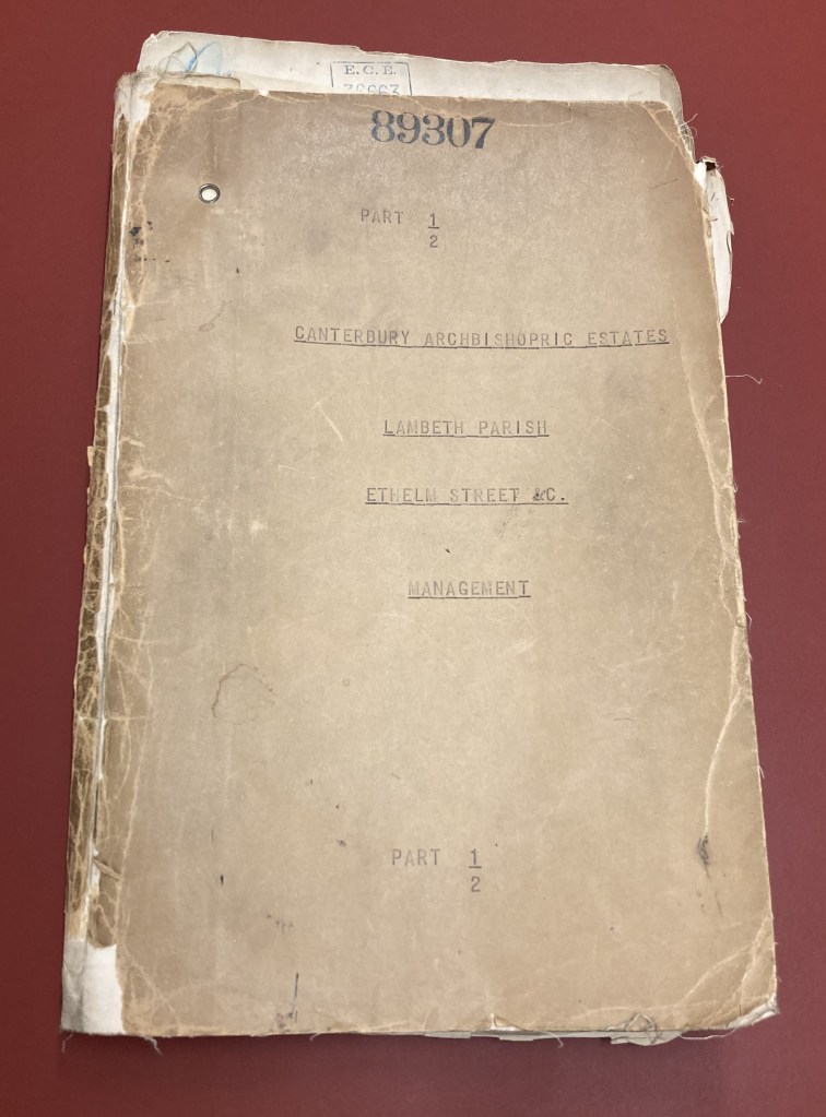 A brown file with number and title